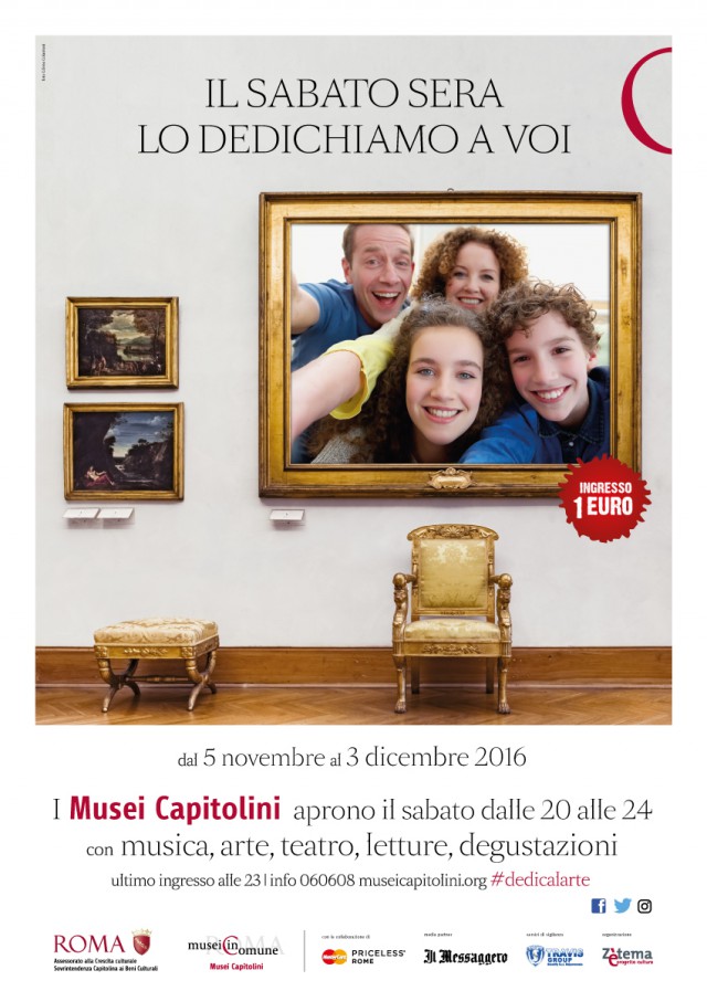 Musei Capitolini aperti sabato dalle 20 alle 24 biglietto 1 euro 5 novembre 3 dicembre 2016